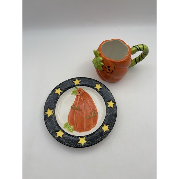 Halloween Matching Pumping Cup & Dessert Plate Set New Open Box - Picture 8 of 10